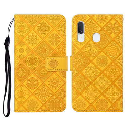 For Samsung Galaxy A40 Ethnic Style Embossed Pattern Horizontal Flip Leather Case with Holder & Card Slots & Wallet & Lanyard(Yellow) by buy2fix