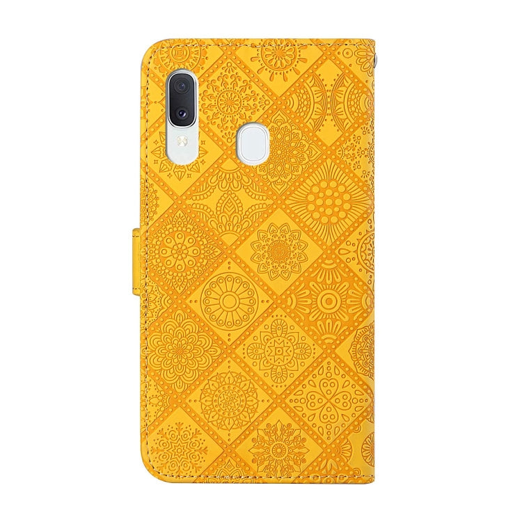 For Samsung Galaxy A40 Ethnic Style Embossed Pattern Horizontal Flip Leather Case with Holder & Card Slots & Wallet & Lanyard(Yellow) by buy2fix