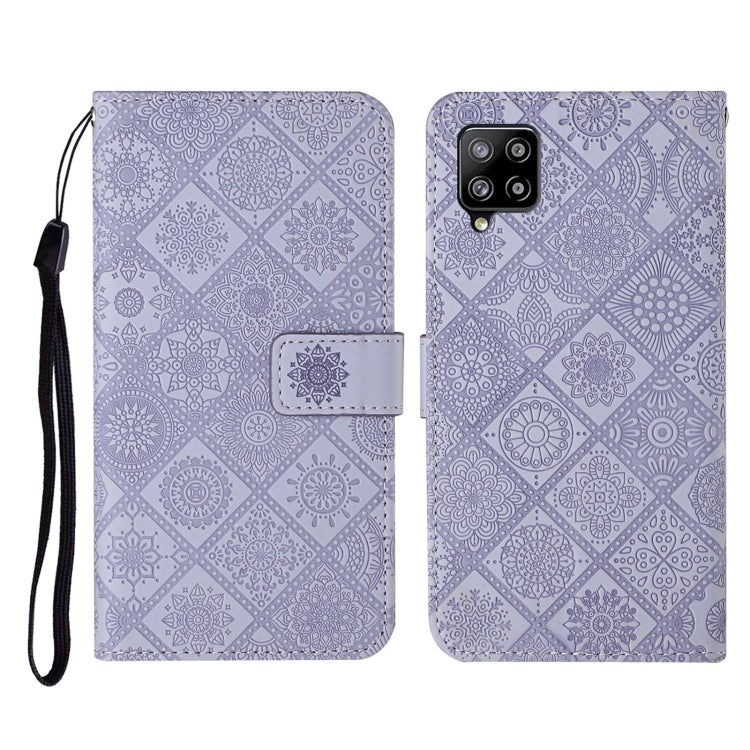 For Samsung Galaxy A42 5G Ethnic Style Embossed Pattern Horizontal Flip Leather Case with Holder & Card Slots & Wallet & Lanyard(Purple) by buy2fix