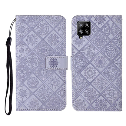 For Samsung Galaxy A42 5G Ethnic Style Embossed Pattern Horizontal Flip Leather Case with Holder & Card Slots & Wallet & Lanyard(Purple) by buy2fix