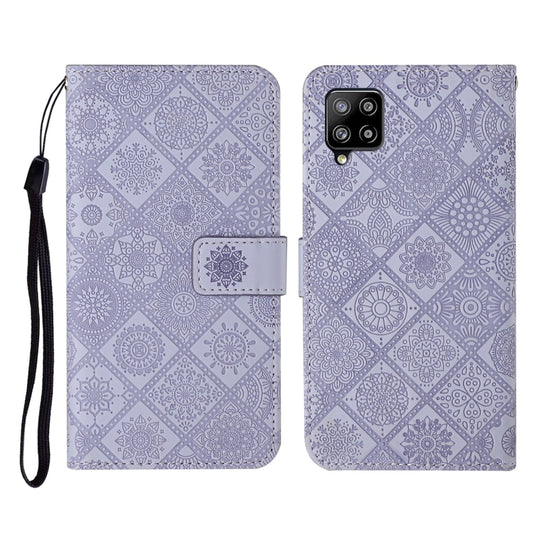 For Samsung Galaxy A42 5G Ethnic Style Embossed Pattern Horizontal Flip Leather Case with Holder & Card Slots & Wallet & Lanyard(Purple) by buy2fix
