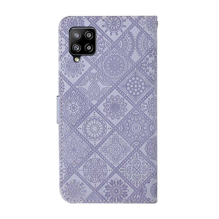 For Samsung Galaxy A42 5G Ethnic Style Embossed Pattern Horizontal Flip Leather Case with Holder & Card Slots & Wallet & Lanyard(Purple) by buy2fix