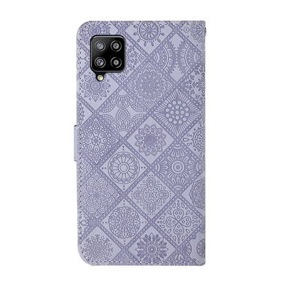 For Samsung Galaxy A42 5G Ethnic Style Embossed Pattern Horizontal Flip Leather Case with Holder & Card Slots & Wallet & Lanyard(Purple) by buy2fix