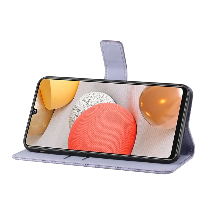 For Samsung Galaxy A42 5G Ethnic Style Embossed Pattern Horizontal Flip Leather Case with Holder & Card Slots & Wallet & Lanyard(Purple) by buy2fix