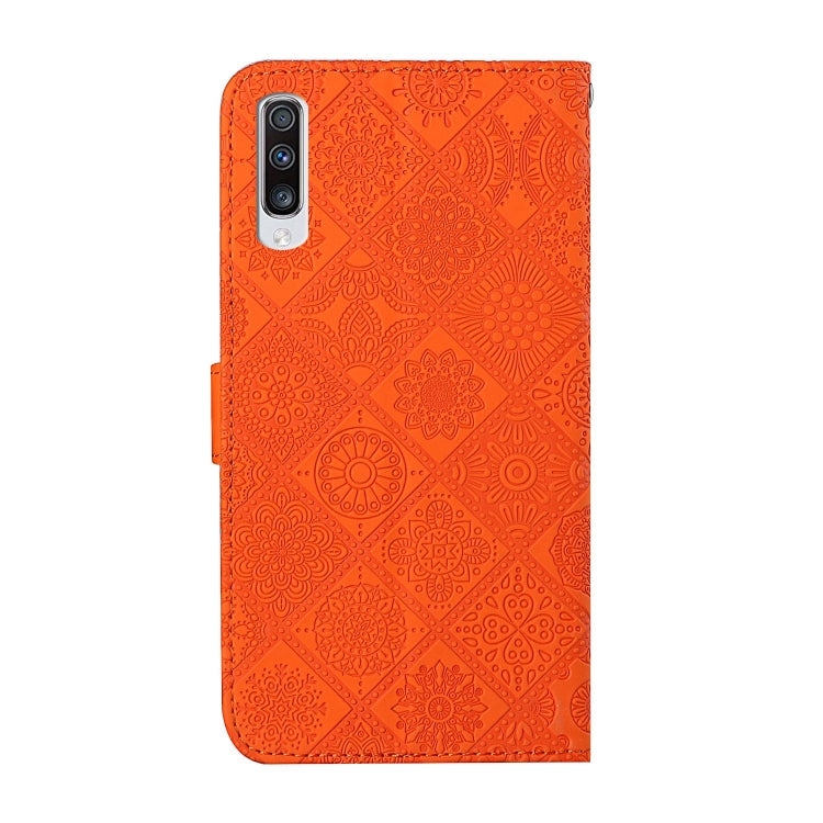For Samsung Galaxy A50 Ethnic Style Embossed Pattern Horizontal Flip Leather Case with Holder & Card Slots & Wallet & Lanyard(Orange) by buy2fix
