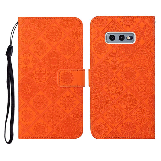 For Samsung Galaxy S10e Ethnic Style Embossed Pattern Horizontal Flip Leather Case with Holder & Card Slots & Wallet & Lanyard(Orange) by buy2fix