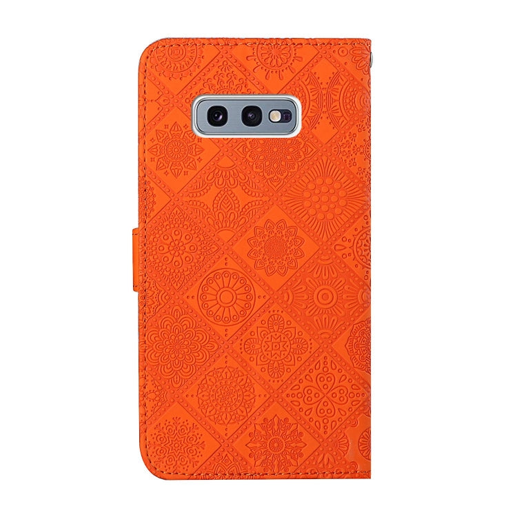 For Samsung Galaxy S10e Ethnic Style Embossed Pattern Horizontal Flip Leather Case with Holder & Card Slots & Wallet & Lanyard(Orange) by buy2fix