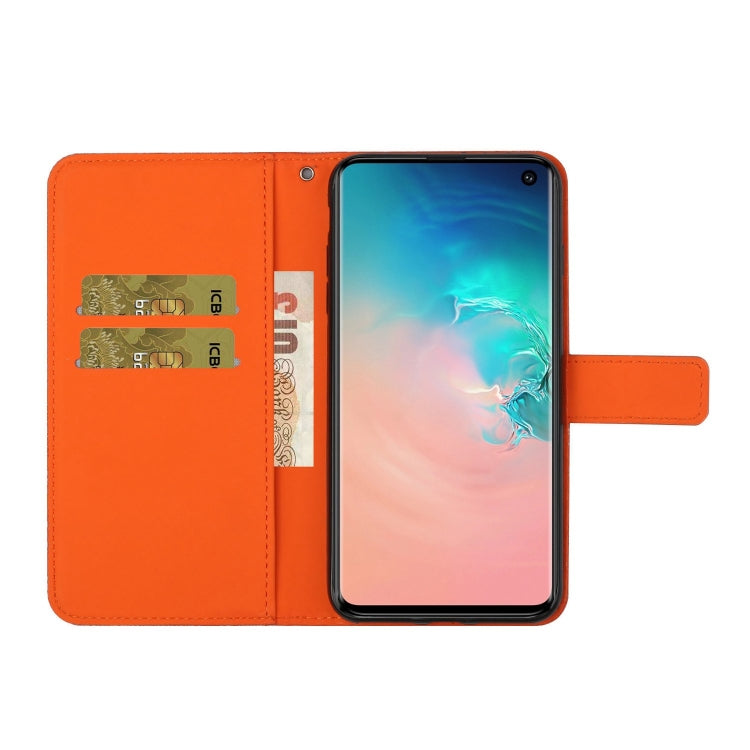 For Samsung Galaxy S10e Ethnic Style Embossed Pattern Horizontal Flip Leather Case with Holder & Card Slots & Wallet & Lanyard(Orange) by buy2fix