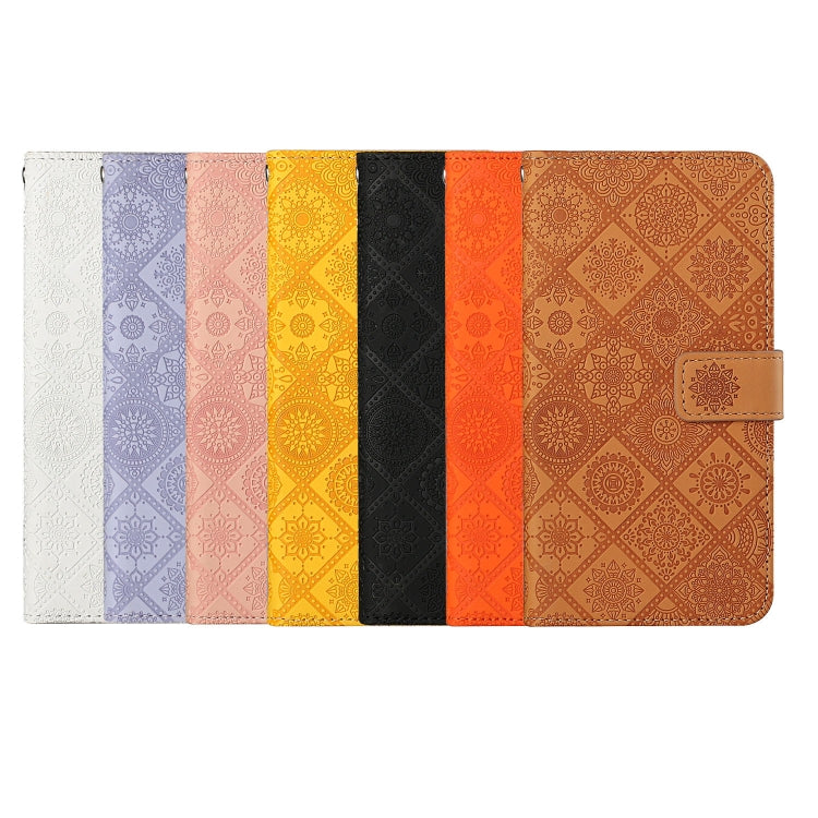 For Samsung Galaxy S10e Ethnic Style Embossed Pattern Horizontal Flip Leather Case with Holder & Card Slots & Wallet & Lanyard(Orange) by buy2fix
