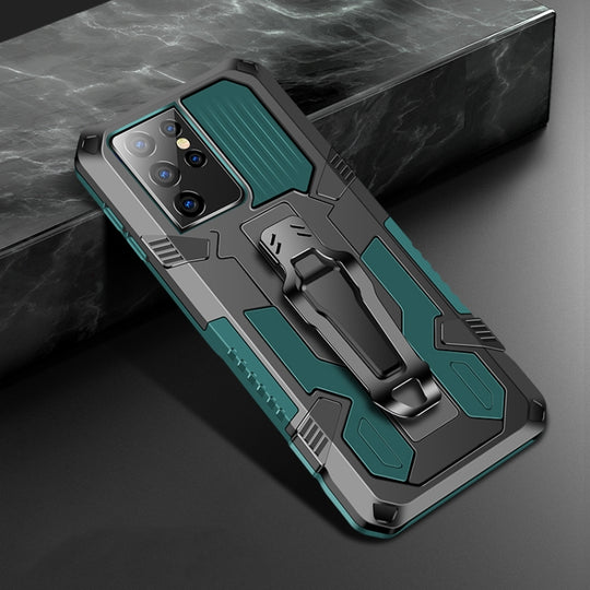 For Samsung Galaxy S21 Ultra 5G Machine Armor Warrior Shockproof PC + TPU Protective Case(Army Green)