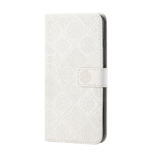 For OPPO Realme 5 Pro Ethnic Style Embossed Pattern Horizontal Flip Leather Case with Holder & Card Slots & Wallet & Lanyard(White) - Realme Cases by buy2fix | Online Shopping UK | buy2fix