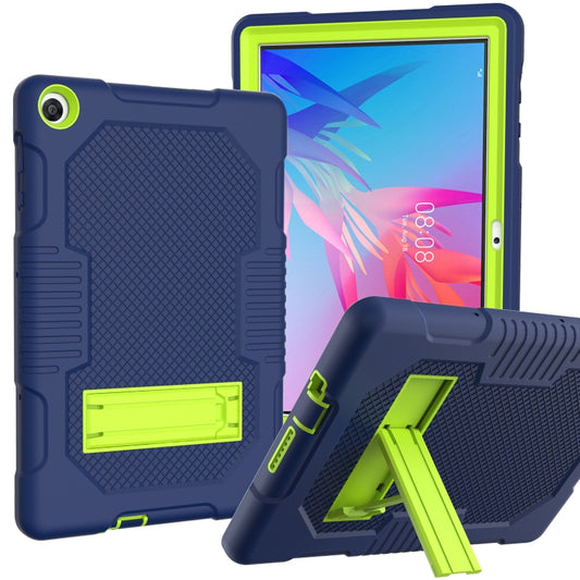 For Huawei MatePad T10 Contrast Color Robot Shockproof Silicone + PC Protective Case with Holder(Navy Blue Yellow Green) - Huawei by buy2fix | Online Shopping UK | buy2fix