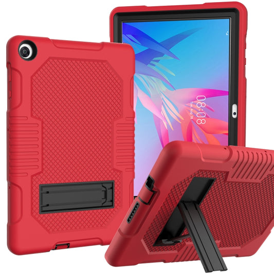 For Huawei MatePad T10 Contrast Color Robot Shockproof Silicone + PC Protective Case with Holder(Red Black) - Huawei by buy2fix | Online Shopping UK | buy2fix