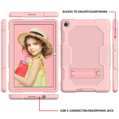 For Huawei MatePad T10 Contrast Color Robot Shockproof Silicone + PC Protective Case with Holder(Rose Gold) - Huawei by buy2fix | Online Shopping UK | buy2fix