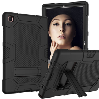 For Samsung Galaxy Tab A7 10.4 (2020) T500 / T505 Contrast Color Robot Shockproof Silicone + PC Protective Case with Holder(Black) by buy2fix