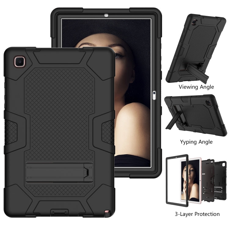 For Samsung Galaxy Tab A7 10.4 (2020) T500 / T505 Contrast Color Robot Shockproof Silicone + PC Protective Case with Holder(Black) by buy2fix