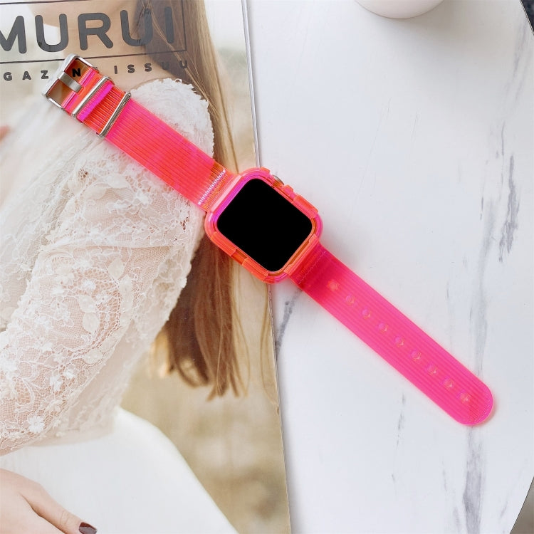 Candy Color Transparent TPU Watch Band For Apple Watch Series 7 41mm / & 6 & SE & 5 & 4 40mm (Rose Red) by buy2fix