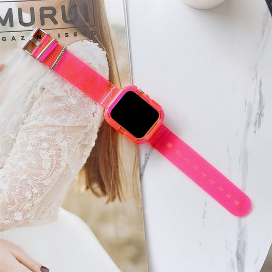 Candy Color Transparent TPU Watch Band For Apple Watch Series 7 41mm / & 6 & SE & 5 & 4 40mm (Rose Red) by buy2fix