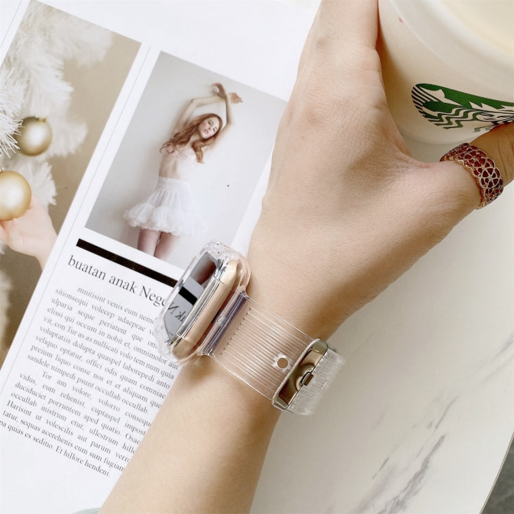 Candy Color Transparent TPU Watch Band For Apple Watch Series 7 41mm / & 6 & SE & 5 & 4 40mm (Rose Red) by buy2fix