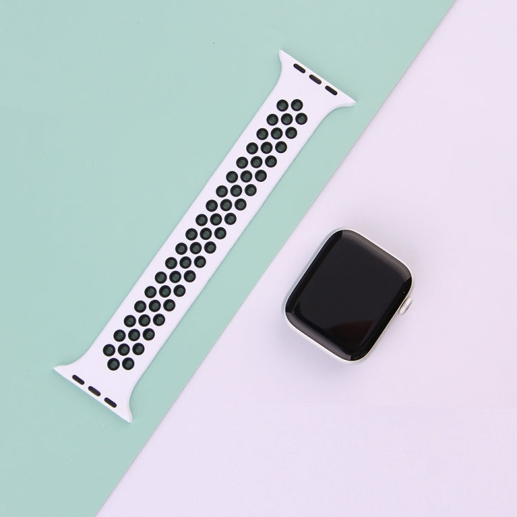Elastic Silicone Watch Band For Apple Watch Series 7 45mm / 6 & SE & 5 & 4 44mm / 3 & 2 & 1 42mm, Length:150mm(Black White) by buy2fix