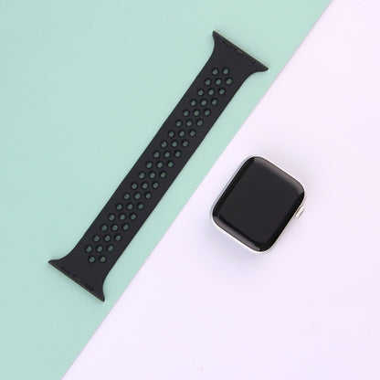 Elastic Silicone Watch Band For Apple Watch Series 9&8&7 41mm / SE 3&SE 2&6&SE&5&4 40mm / 3&2&1 38mm, Length: 160mm(Black) by buy2fix