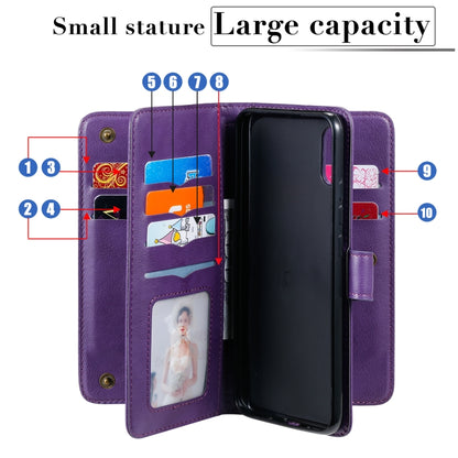 For Xiaomi Redmi 9A Multifunctional Magnetic Copper Buckle Horizontal Flip Leather Case with Bracket & 10 Card Slots & Wallet & Photo Frame(Black) - Xiaomi Cases by buy2fix | Online Shopping UK | buy2fix