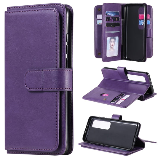 For Xiaomi Mi 10 Ultra Multifunctional Magnetic Copper Buckle Horizontal Flip Leather Case with Bracket & 10 Card Slots & Wallet & Photo Frame(Purple) - Xiaomi Cases by buy2fix | Online Shopping UK | buy2fix