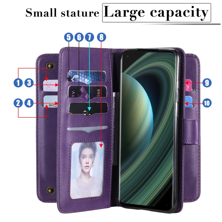 For Xiaomi Mi 10 Ultra Multifunctional Magnetic Copper Buckle Horizontal Flip Leather Case with Bracket & 10 Card Slots & Wallet & Photo Frame(Dark Blue) - Xiaomi Cases by buy2fix | Online Shopping UK | buy2fix