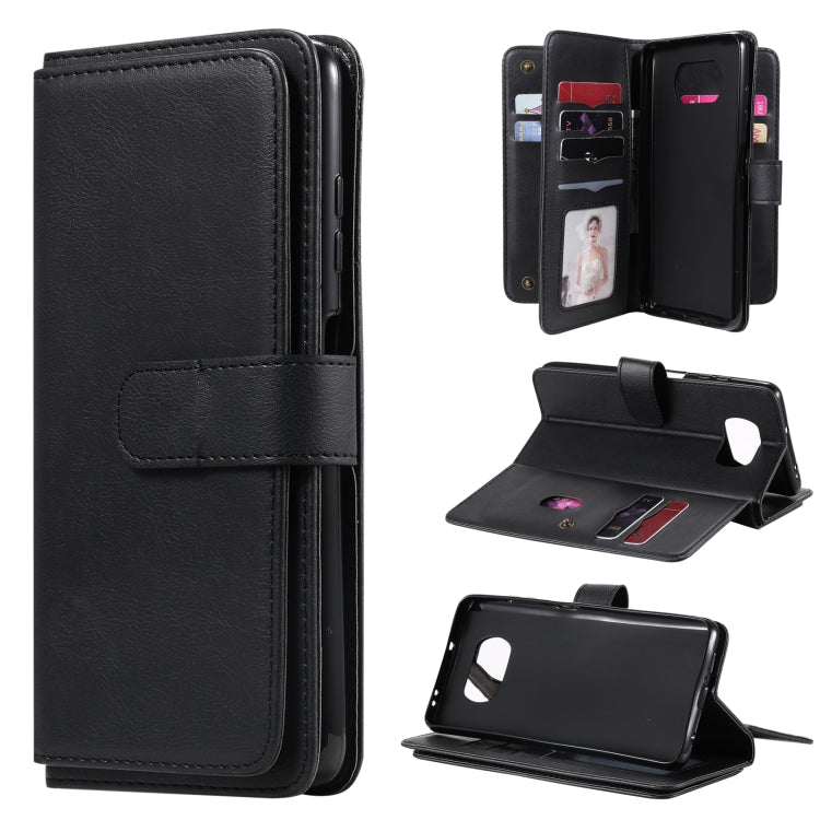 For Xiaomi Poco X3 NFC Multifunctional Magnetic Copper Buckle Horizontal Flip Leather Case with Bracket & 10 Card Slots & Wallet & Photo Frame(Black) - Xiaomi Cases by buy2fix | Online Shopping UK | buy2fix