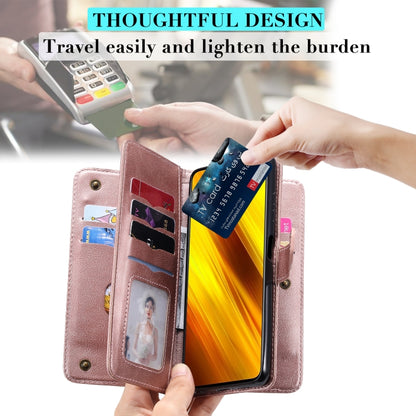 For Xiaomi Poco X3 NFC Multifunctional Magnetic Copper Buckle Horizontal Flip Leather Case with Bracket & 10 Card Slots & Wallet & Photo Frame(Black) - Xiaomi Cases by buy2fix | Online Shopping UK | buy2fix