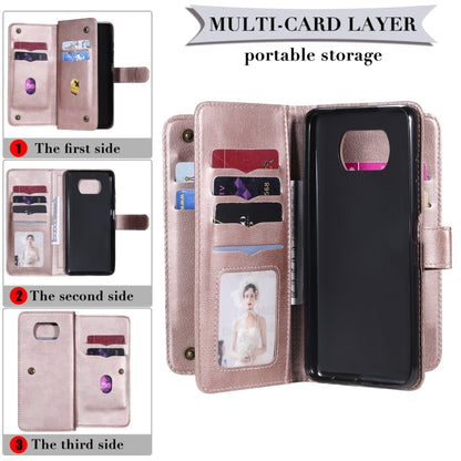 For Xiaomi Poco X3 NFC Multifunctional Magnetic Copper Buckle Horizontal Flip Leather Case with Bracket & 10 Card Slots & Wallet & Photo Frame(Black) - Xiaomi Cases by buy2fix | Online Shopping UK | buy2fix