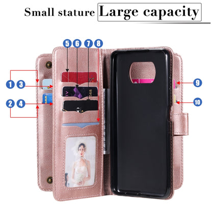 For Xiaomi Poco X3 NFC Multifunctional Magnetic Copper Buckle Horizontal Flip Leather Case with Bracket & 10 Card Slots & Wallet & Photo Frame(Black) - Xiaomi Cases by buy2fix | Online Shopping UK | buy2fix