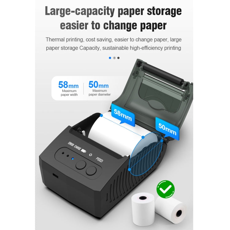 5811DD 58mm Bluetooth 4.0 Portable Thermal Bluetooth Receipt Printer, EU Plug by buy2fix