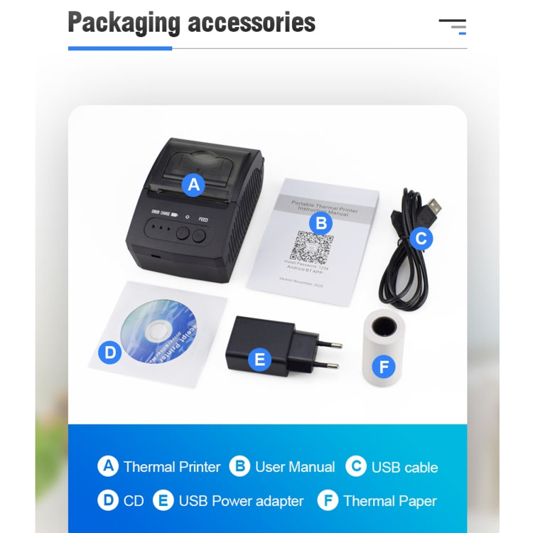 5811DD 58mm Bluetooth 4.0 Portable Thermal Bluetooth Receipt Printer, US Plug by buy2fix