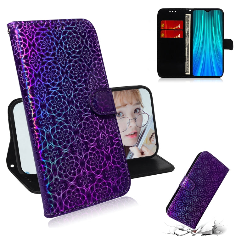 For Xiaomi Redmi Note 8 Pro Solid Color Colorful Magnetic Buckle Horizontal Flip PU Leather Case with Holder & Card Slots & Wallet & Lanyard(Purple) - Xiaomi Cases by buy2fix | Online Shopping UK | buy2fix