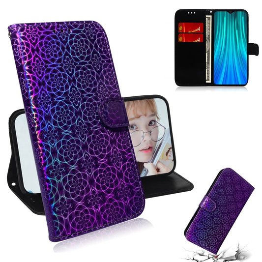 For Xiaomi Redmi Note 8 Pro Solid Color Colorful Magnetic Buckle Horizontal Flip PU Leather Case with Holder & Card Slots & Wallet & Lanyard(Purple) - Xiaomi Cases by buy2fix | Online Shopping UK | buy2fix