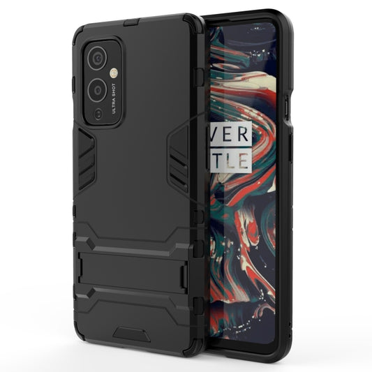 For OnePlus 9 PC + TPU Shockproof Protective Case with Holder(Black) - OnePlus Cases by buy2fix | Online Shopping UK | buy2fix