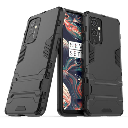 For OnePlus 9 PC + TPU Shockproof Protective Case with Holder(Black) - OnePlus Cases by buy2fix | Online Shopping UK | buy2fix