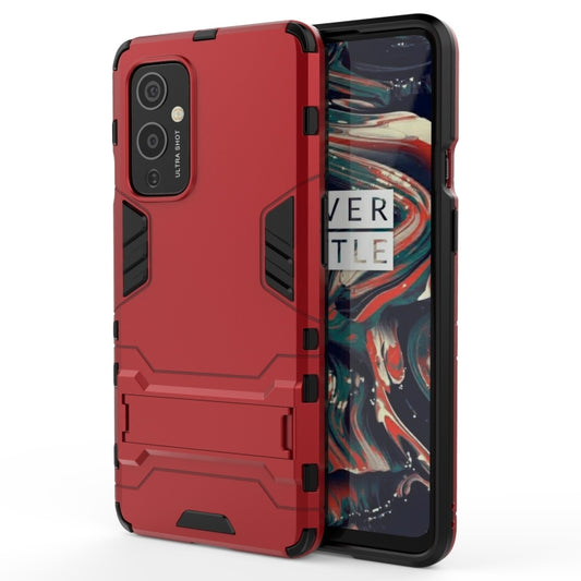For OnePlus 9 PC + TPU Shockproof Protective Case with Holder(Red) - OnePlus Cases by buy2fix | Online Shopping UK | buy2fix