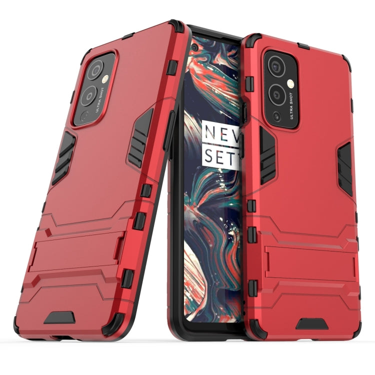 For OnePlus 9 PC + TPU Shockproof Protective Case with Holder(Red) - OnePlus Cases by buy2fix | Online Shopping UK | buy2fix