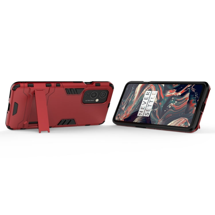 For OnePlus 9 PC + TPU Shockproof Protective Case with Holder(Red) - OnePlus Cases by buy2fix | Online Shopping UK | buy2fix