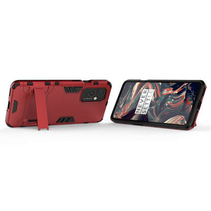 For OnePlus 9 PC + TPU Shockproof Protective Case with Holder(Red) - OnePlus Cases by buy2fix | Online Shopping UK | buy2fix