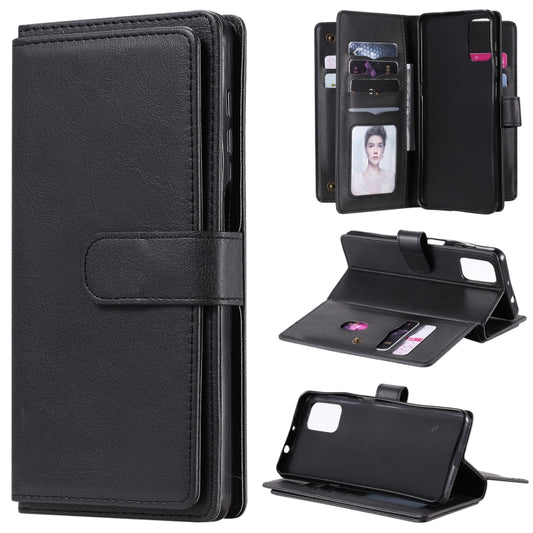 For Motorola Moto G9 Plus Multifunctional Magnetic Copper Buckle Horizontal Flip Solid Color Leather Case with 10 Card Slots & Wallet & Holder & Photo Frame(Black) - Motorola Cases by buy2fix | Online Shopping UK | buy2fix