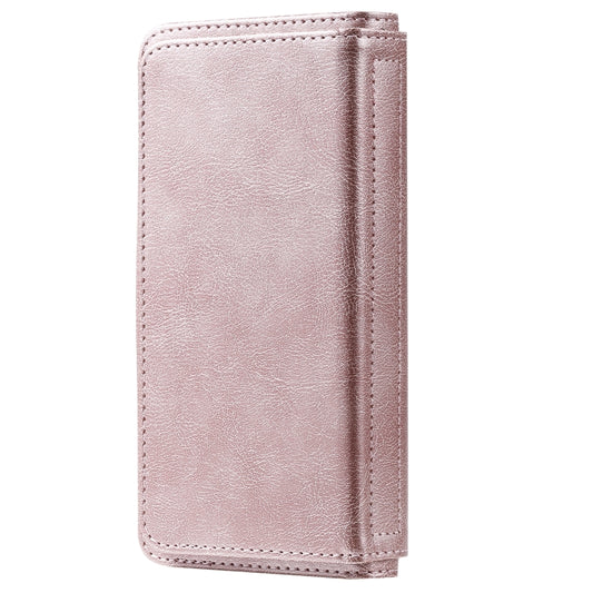 For Motorola Moto G9 Plus Multifunctional Magnetic Copper Buckle Horizontal Flip Solid Color Leather Case with 10 Card Slots & Wallet & Holder & Photo Frame(Rose Gold) - Motorola Cases by buy2fix | Online Shopping UK | buy2fix