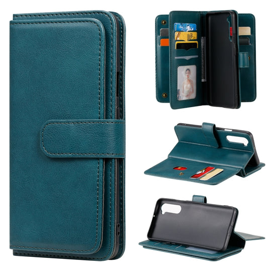 For Oneplus Nord Multifunctional Magnetic Copper Buckle Horizontal Flip Solid Color Leather Case with 10 Card Slots & Wallet & Holder & Photo Frame(Dark Green) - OnePlus Cases by buy2fix | Online Shopping UK | buy2fix