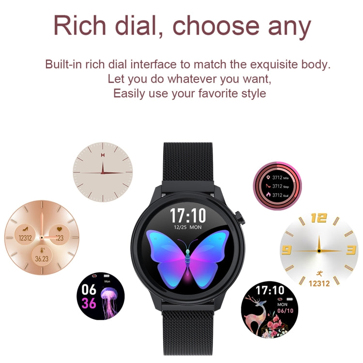 F80 1.3 inch TFT Color Screen IP68 Waterproof Women Smart Watch, Support Body Temperature Monitor / Blood Pressure Monitor / Menstrual Cycle Reminder(Black) by buy2fix