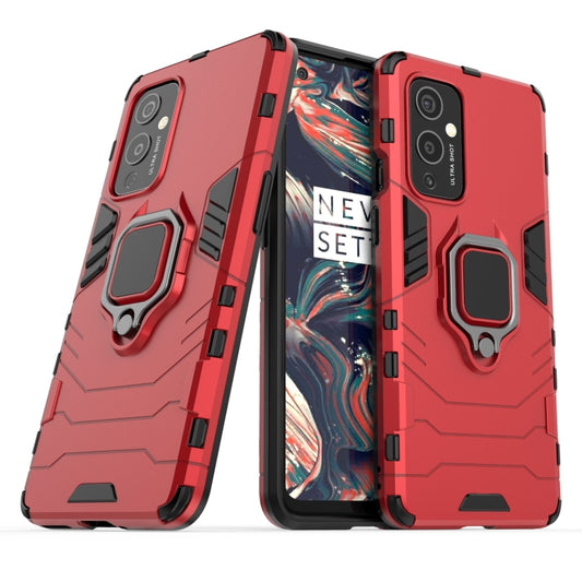 For OnePlus 9 PC + TPU Shockproof Protective Case with Magnetic Ring Holder(Red) - OnePlus Cases by buy2fix | Online Shopping UK | buy2fix
