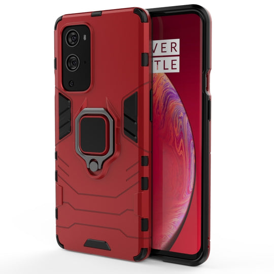For OnePlus 9 Pro PC + TPU Shockproof Protective Case with Magnetic Ring Holder(Red)