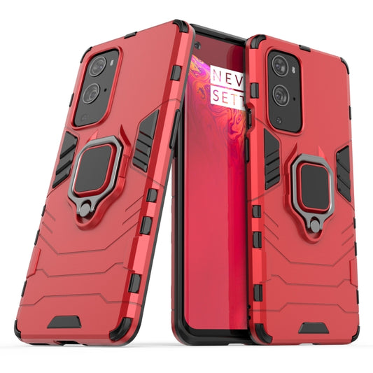 For OnePlus 9 Pro PC + TPU Shockproof Protective Case with Magnetic Ring Holder(Red) - OnePlus Cases by buy2fix | Online Shopping UK | buy2fix