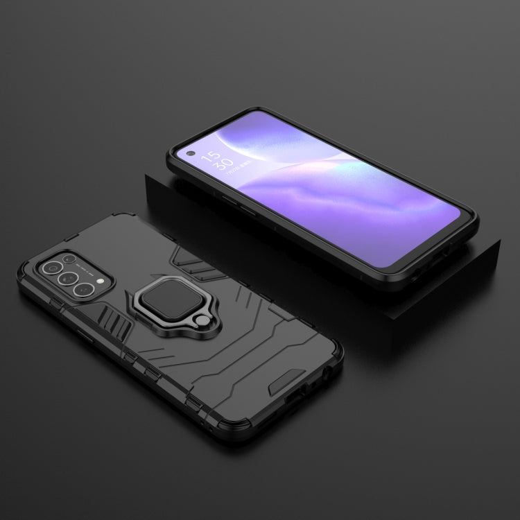 For OPPO Reno5 PC + TPU Shockproof Protective Case with Magnetic Ring Holder(Black) - OPPO Cases by buy2fix | Online Shopping UK | buy2fix